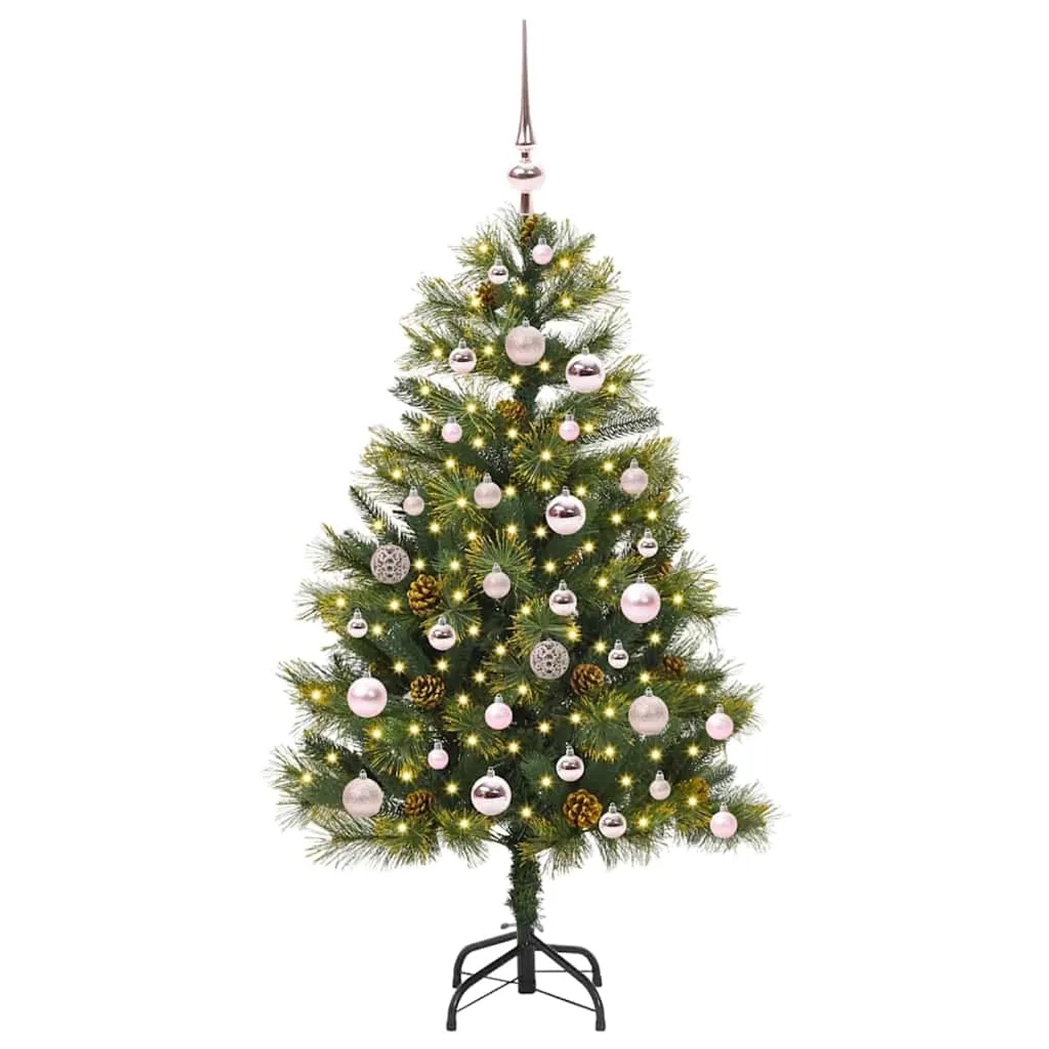vidaXL Künstlicher Klapp-Weihnachtsbaum mit Tannenzapfen Grün 120 cm 3395073