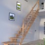 Gewendelte Treppe Lindos Pro Eiche mit Holz-Edelstahl-Geländer Weiß, FSC®-zertifiziert.