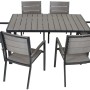 7-teiliges Gartenmöbel-Set Olivia von Garden Pleasure in Grau mit Tisch und Stühlen.
