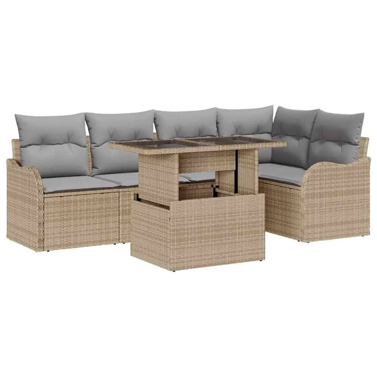 vidaXL Gartensofa-set mit Kissen 6-Tlg Beige Poly-Rattan 3357203 günstig online kaufen