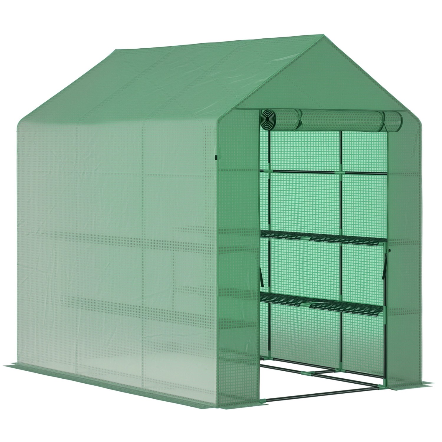 Outsunny Foliengewächshaus mit 8 Regalebenen PE Stahl 214L x 143B x 195H cm günstig online kaufen
