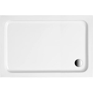 Rechteckige, weiße Ottofond Duschwanne Samos, 120x80 cm, aus Sanitär-Acryl mit Chrom-Ablauf.