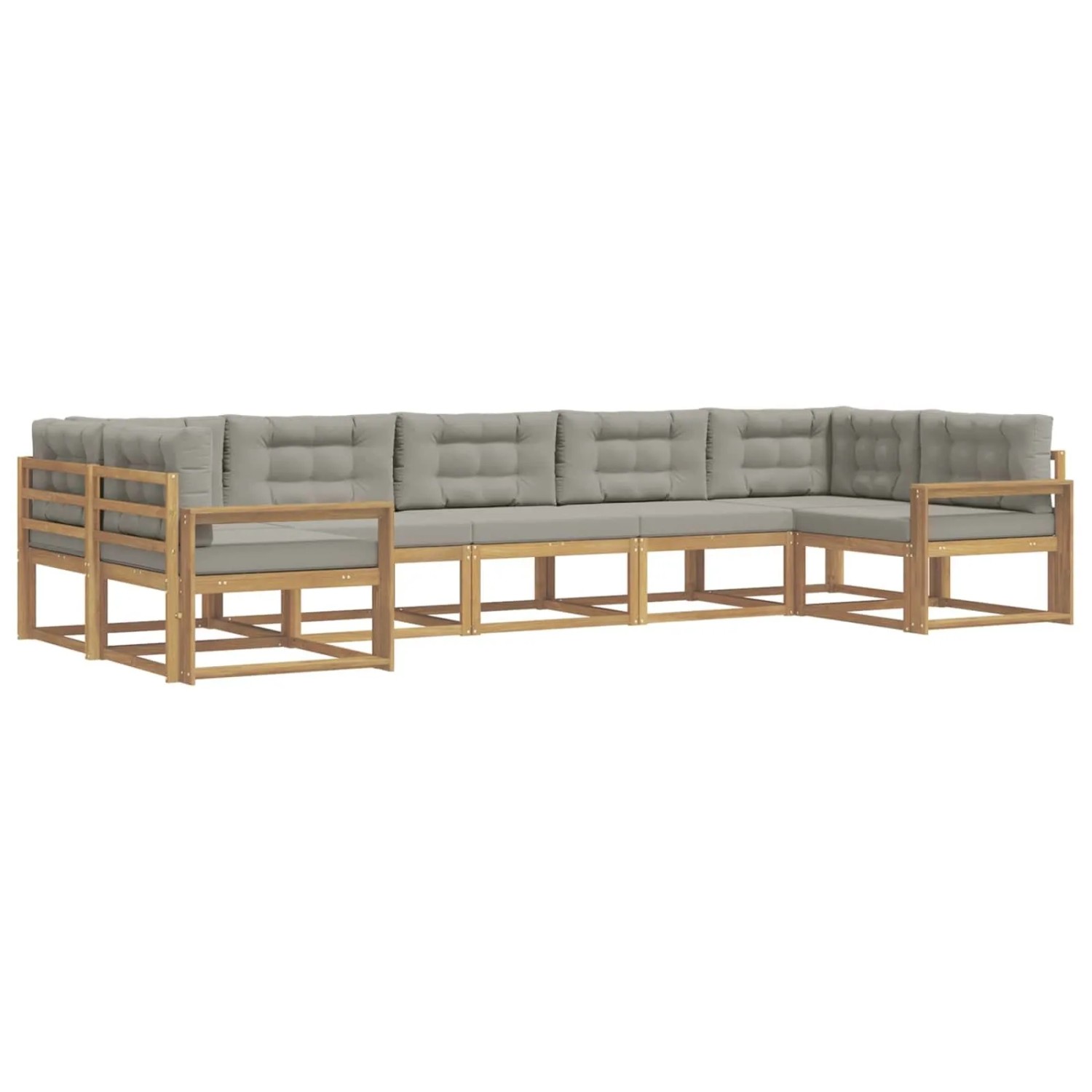 vidaXL Outdoor-Sofagarnitur mit Kissen 7 Stk Weiß und Hellgrau 3386975