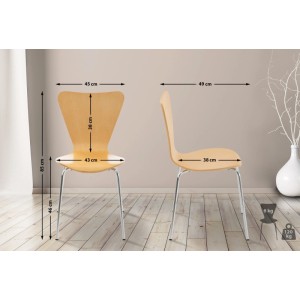 CLP Calisto Besucherstuhl Natura aus hellem Holz mit Chromgestell. Maße 85x45x49 cm, stapelbar, 120 kg Belastung.