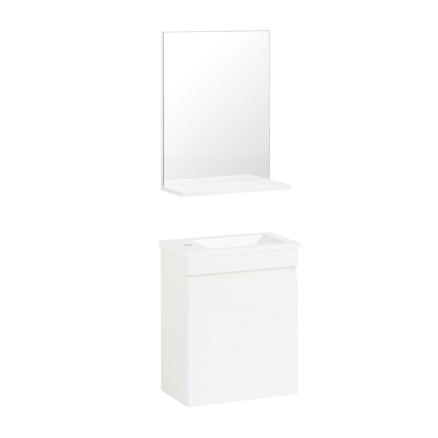 SoBuy Waschbeckenunterschrank mit Wandspiegel Badmöbel Set Weiß BZR170-SET günstig online kaufen