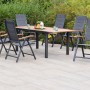 Merxx Gartenmöbelset Paxos, 7-teilig mit Klappsesseln und Ausziehtisch aus Akazie und Textil.