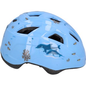 Blauer Fischer Fahrradhelm Kinder Plus Dolphin XS/S mit Delfin-Motiv.