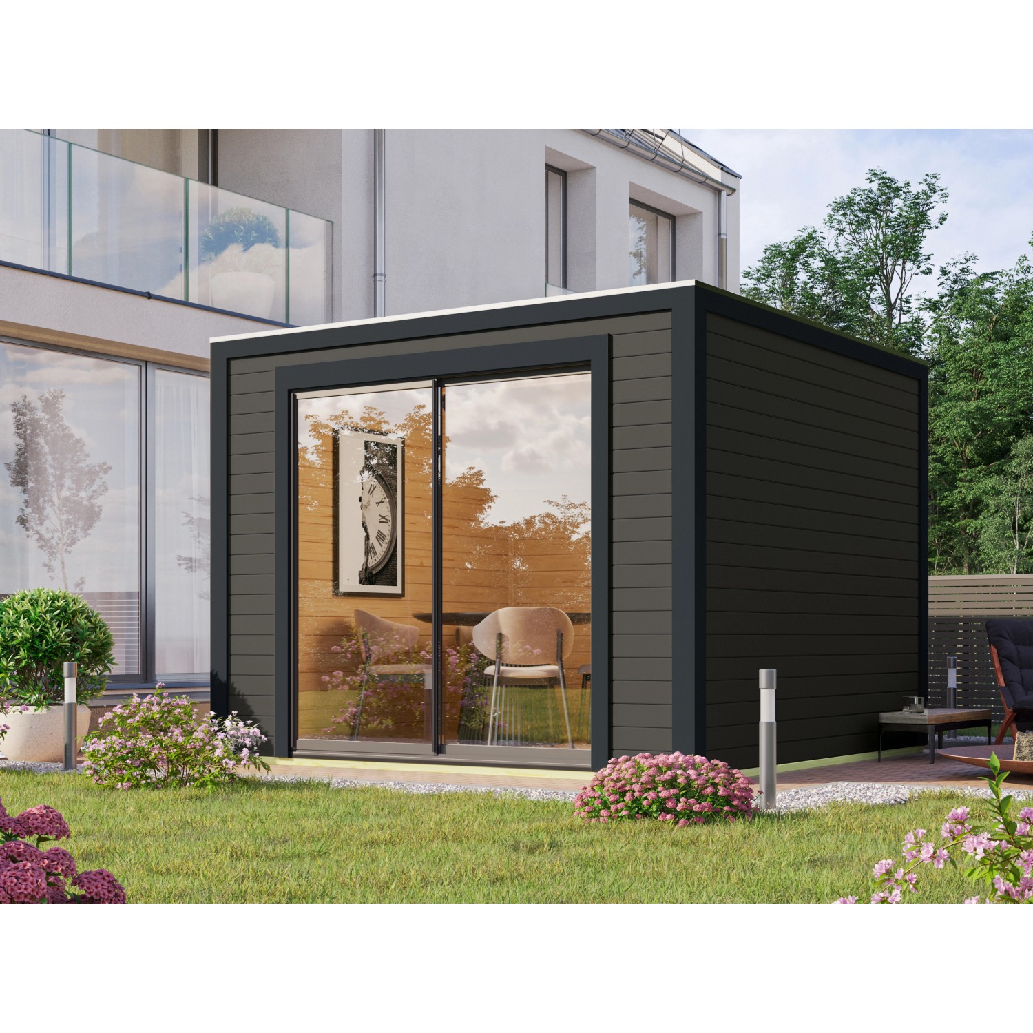 Karibu Gartenhaus/Gerätehaus Dillen 1 Terragrau 28 mm 9,24 m²