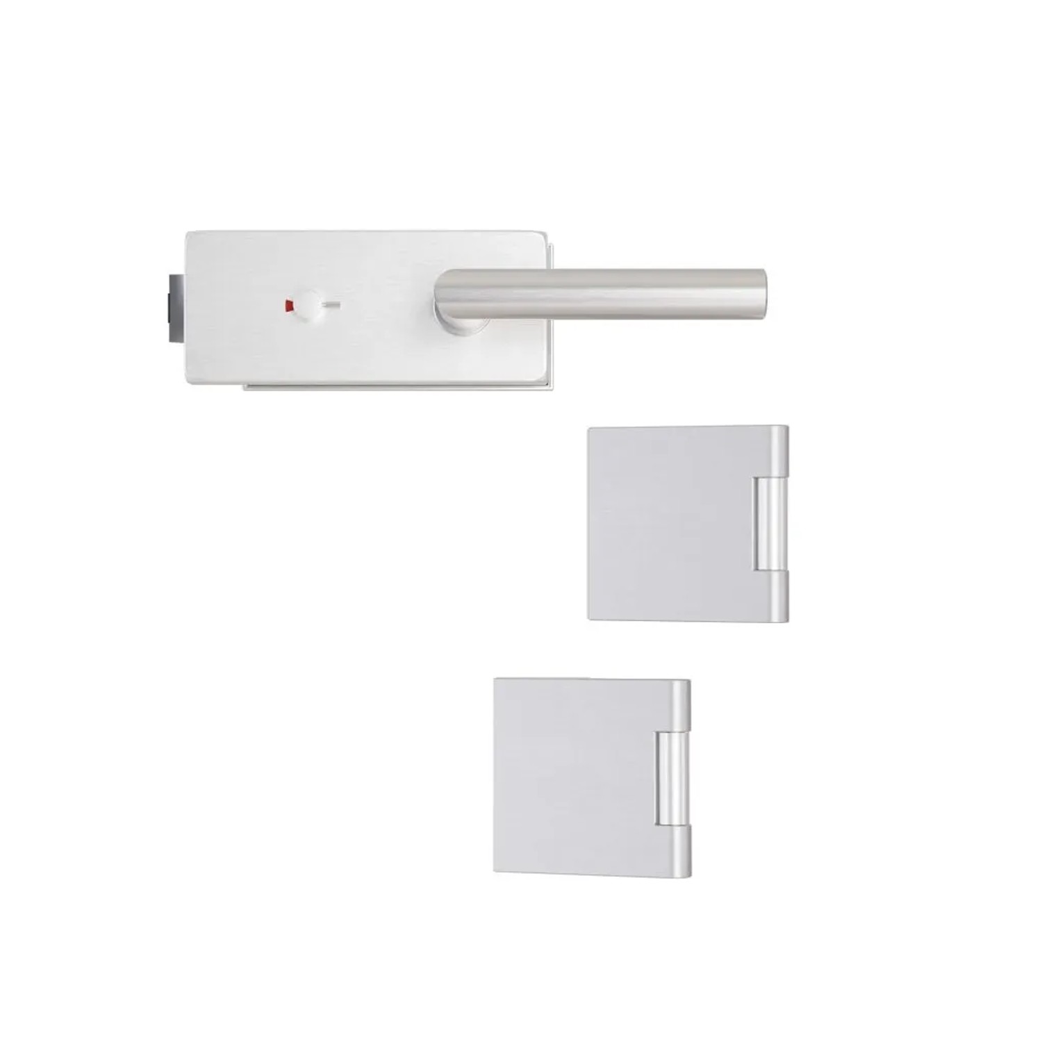 Hansaglas Glastürbeschlag Studio/Office WC-/Sanitärschloss Eckig Glastür Beschlag-Set Aluminium