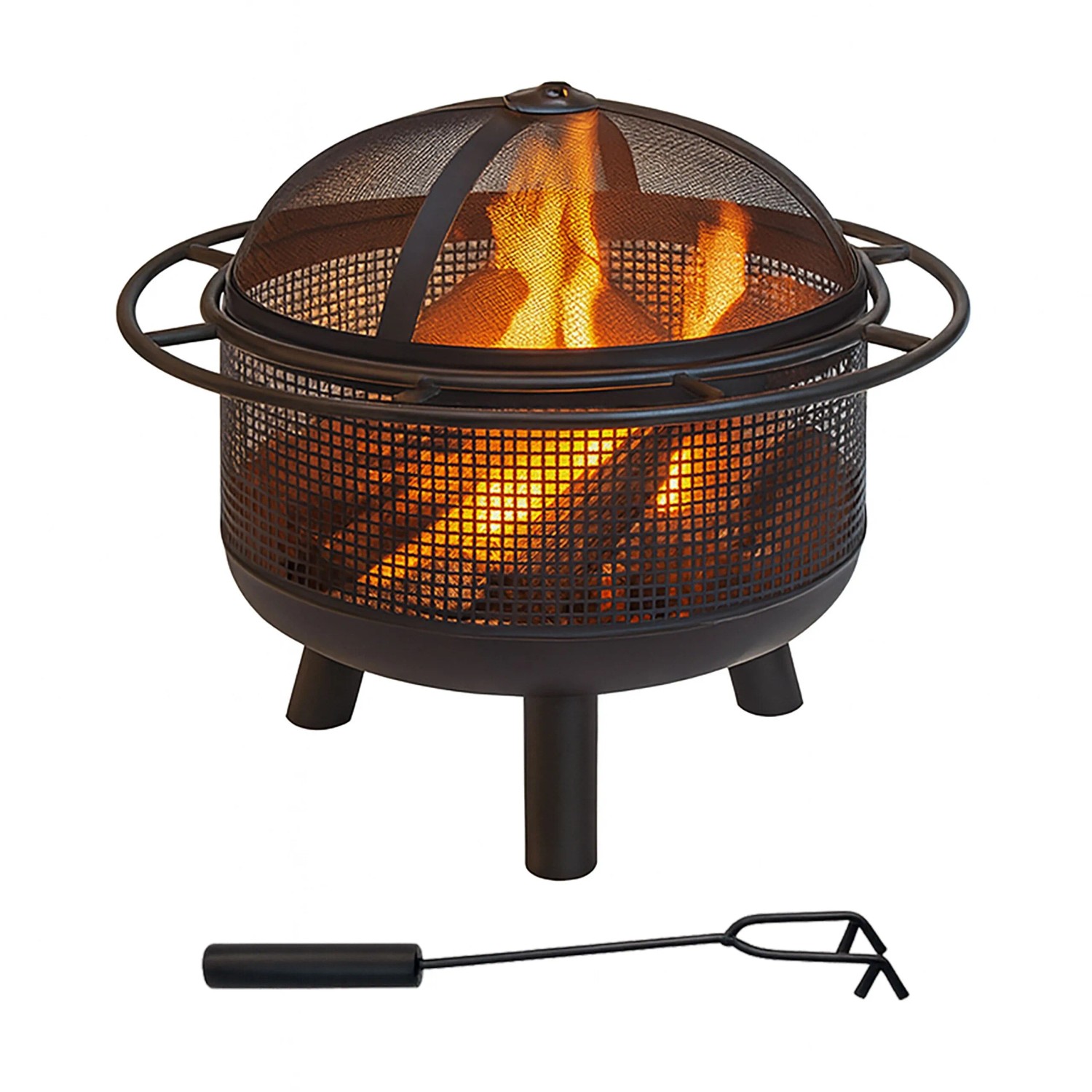 Relaxdays Feuerschale Eisen Schwarz Mit Funkenschutz 52 cm x 60 cm