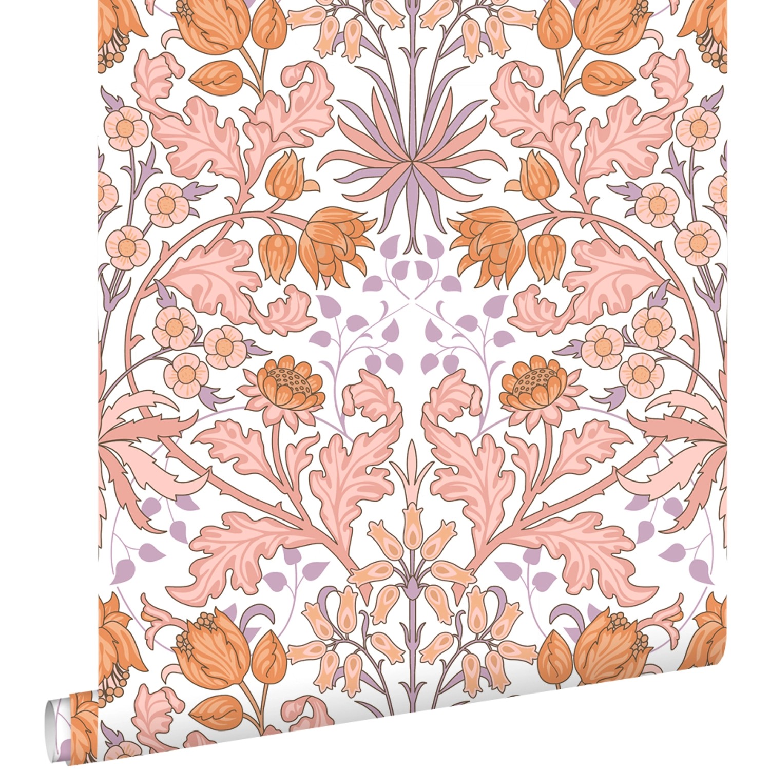 ESTAhome Tapete Blumenmuster im Jugendstil Rosa Orange und Lila 50 x 900 cm günstig online kaufen