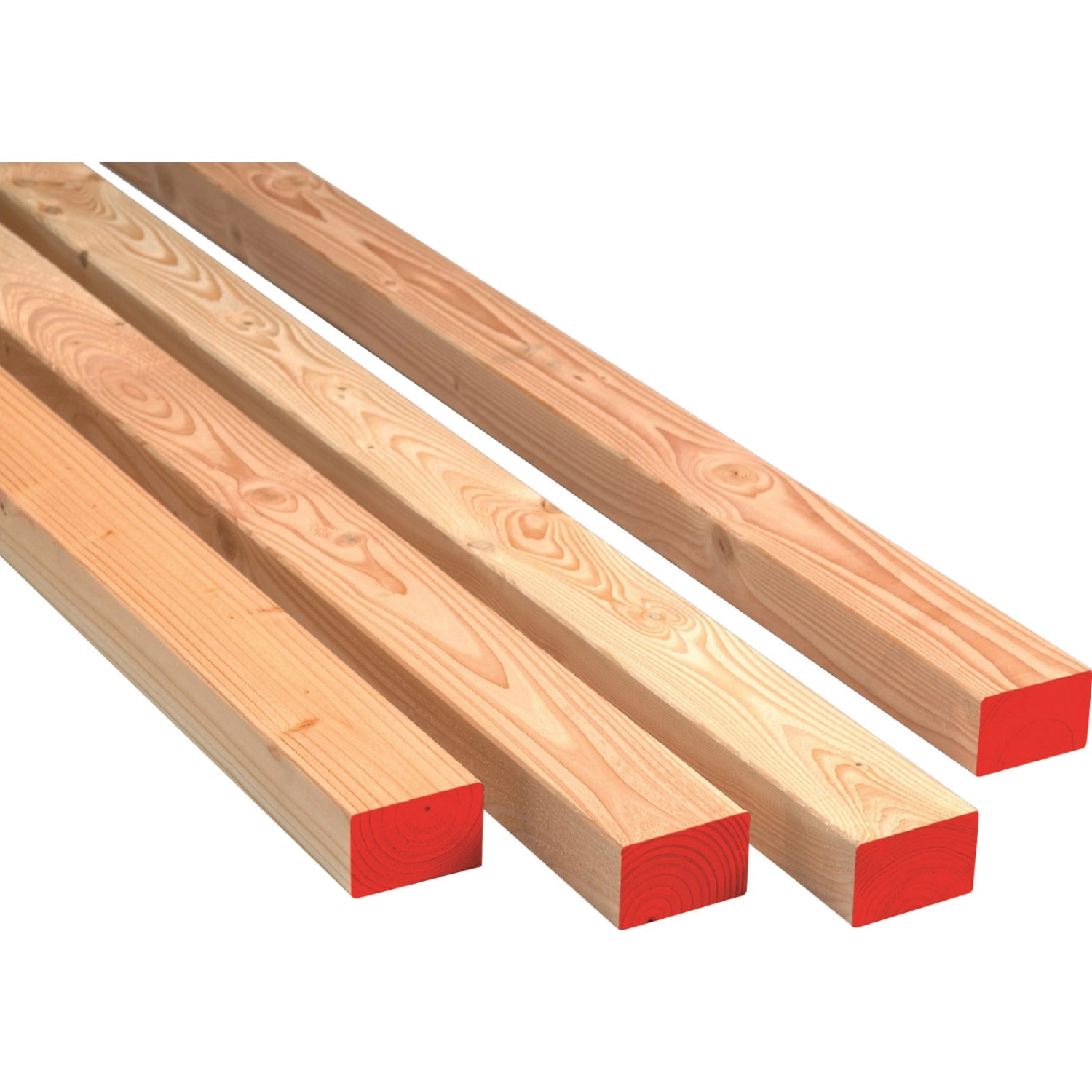 Sägerauhe Fichte/Tanne Dachlatten S10, 30x50x4000 mm, mit roter Markierung.