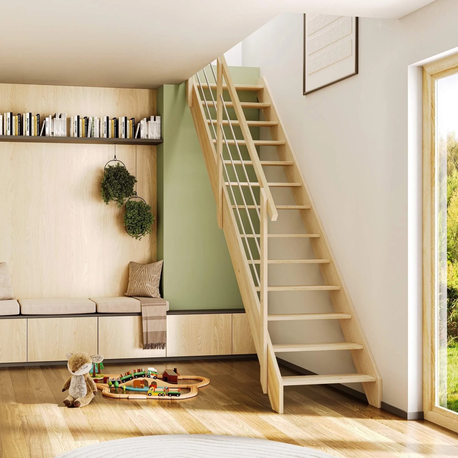 Treppen Intercon Raumspartreppe Palermo Holztreppe Fichte Naturbelassen Treppenbreite 73 cm Geschosshöhe Bis Max. 280 cm