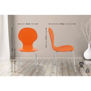 DELUKE 2er Set Besucherstuhl ATHENS Holz Orange 43x45x86cm Konferenzstuhl Wartezimmerstuhl Bürostuhl