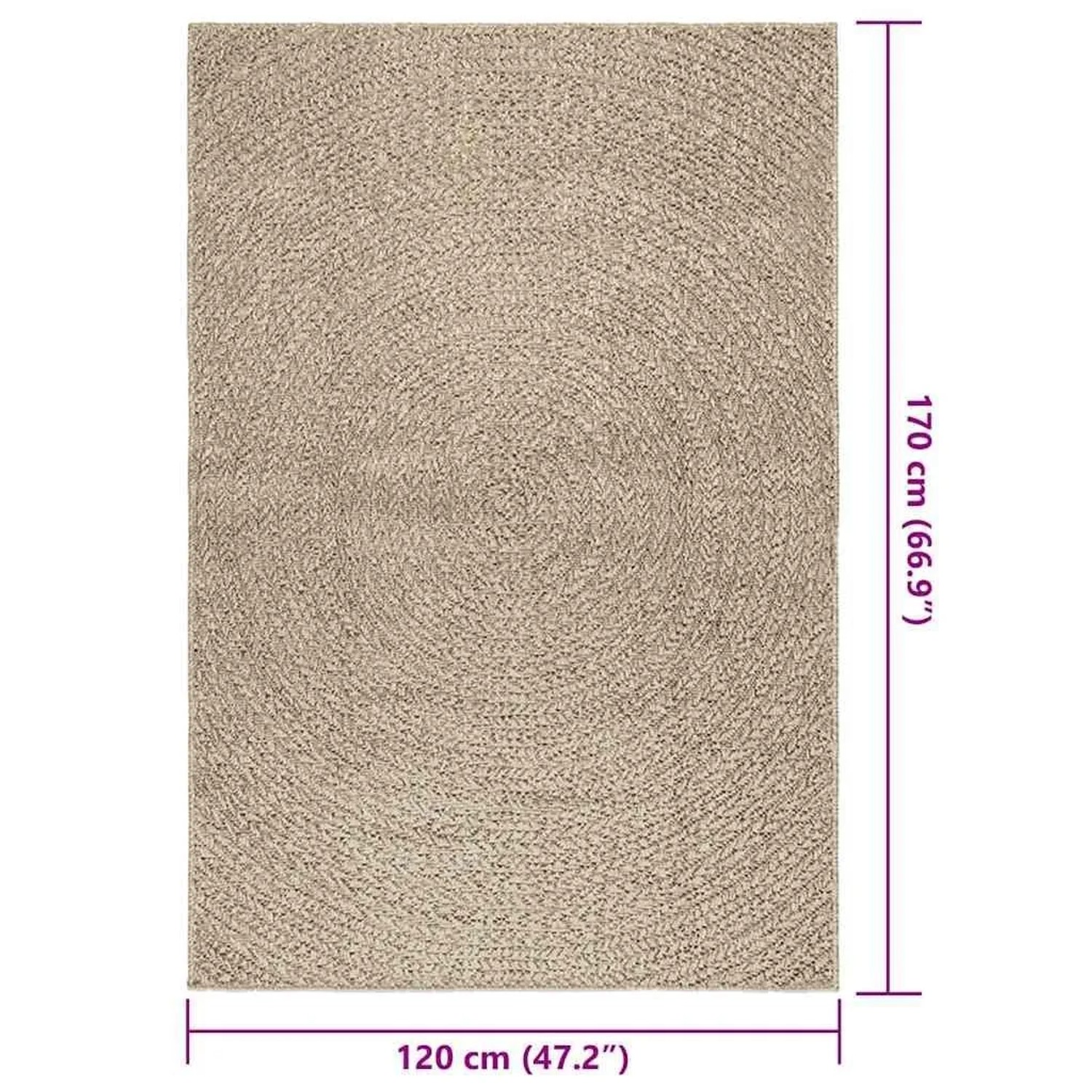 vidaXL Teppich Zizur Beige 120x170 Cm Juteoptik Indoor Und Outdoor 2232145_9