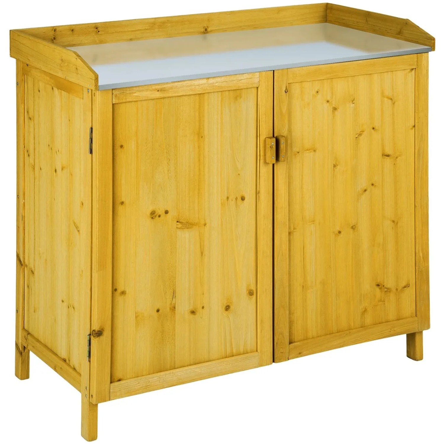 Tectake Pflanztisch Vita Aus Holz Mit Verzinkter Arbeitsplatte  98 x 48 x 95 cm Braun