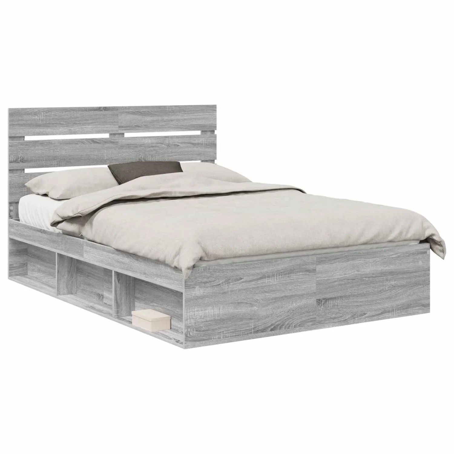 vidaXL Bettrahmen Grau Sonoma 160 x 200 cm Massives Kiefernholz 3411725