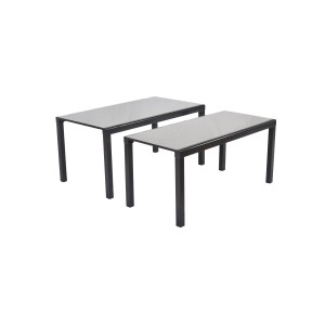 Merxx Flex Gartentisch, ausziehbar, anthrazit, mit Aluminiumgestell und Glasplatte.