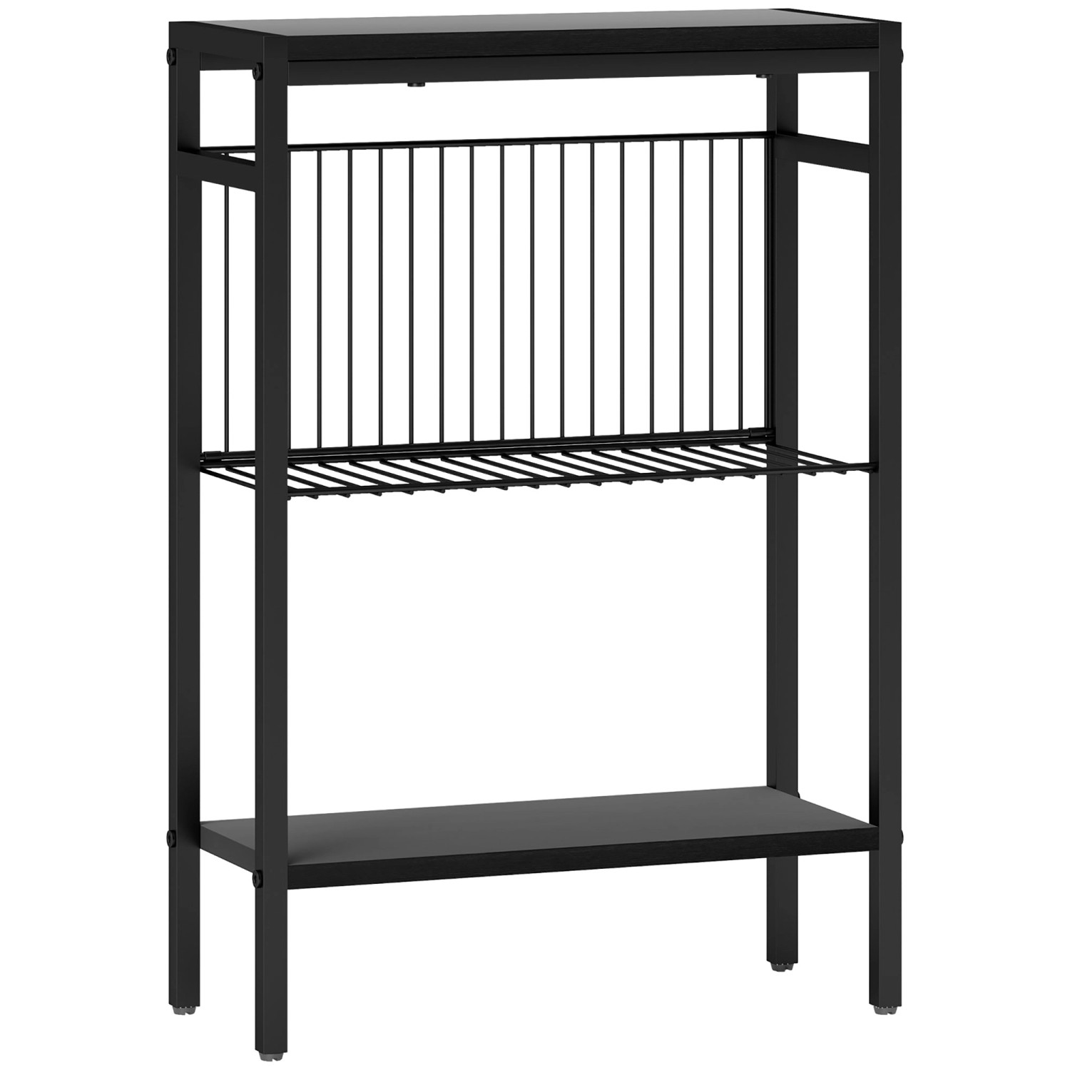 HOMCOM Beistelltisch Spanplatte Stahl 43L x 18B x 62,5H cm Schwarz günstig online kaufen