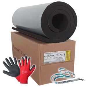Armacell ArmaFlex Kautschuk Platte, 32mm, selbstklebend, mit Zubehör (Handschuhe, Schlüsselband)