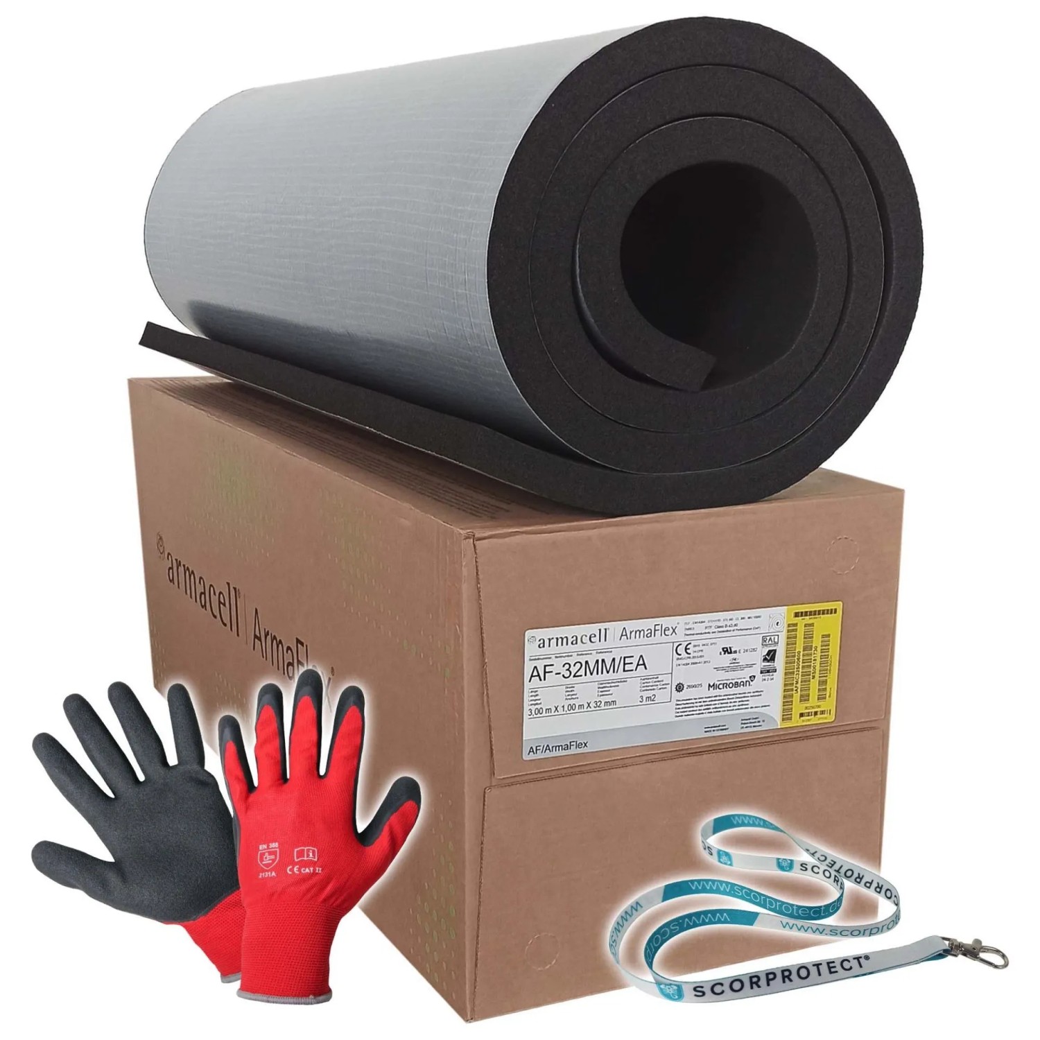 Scorprotect Armacell ArmaFlex AF Kautschuk Platte Selbstklebend Isolierstärke 32 MM X 1 M X 3 M Mit Zubehör