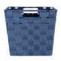 Dunkelblauer Wenko Aufbewahrungskorb Adria M aus Polypropylen mit Flechtoptik, 35x22x22,5 cm.