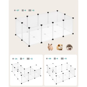 Feandrea Freigehege mit Bodenplatten 125 cm x 63 cm x 42 cm Weiß