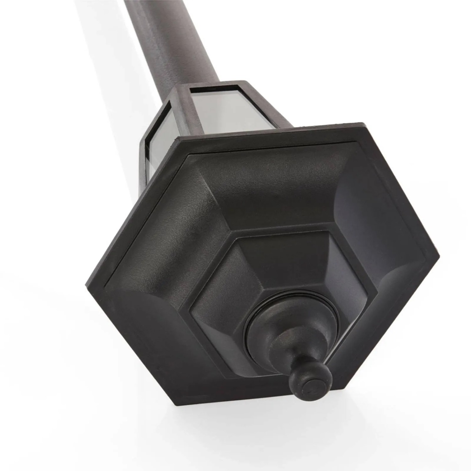 Schwarze Lindby Außenleuchte Nane im Retro-Stil, Laternen-Design.