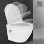 Weißes, spülrandloses LuxeBath Hänge-WC mit Bidet-Funktion und Softclose.