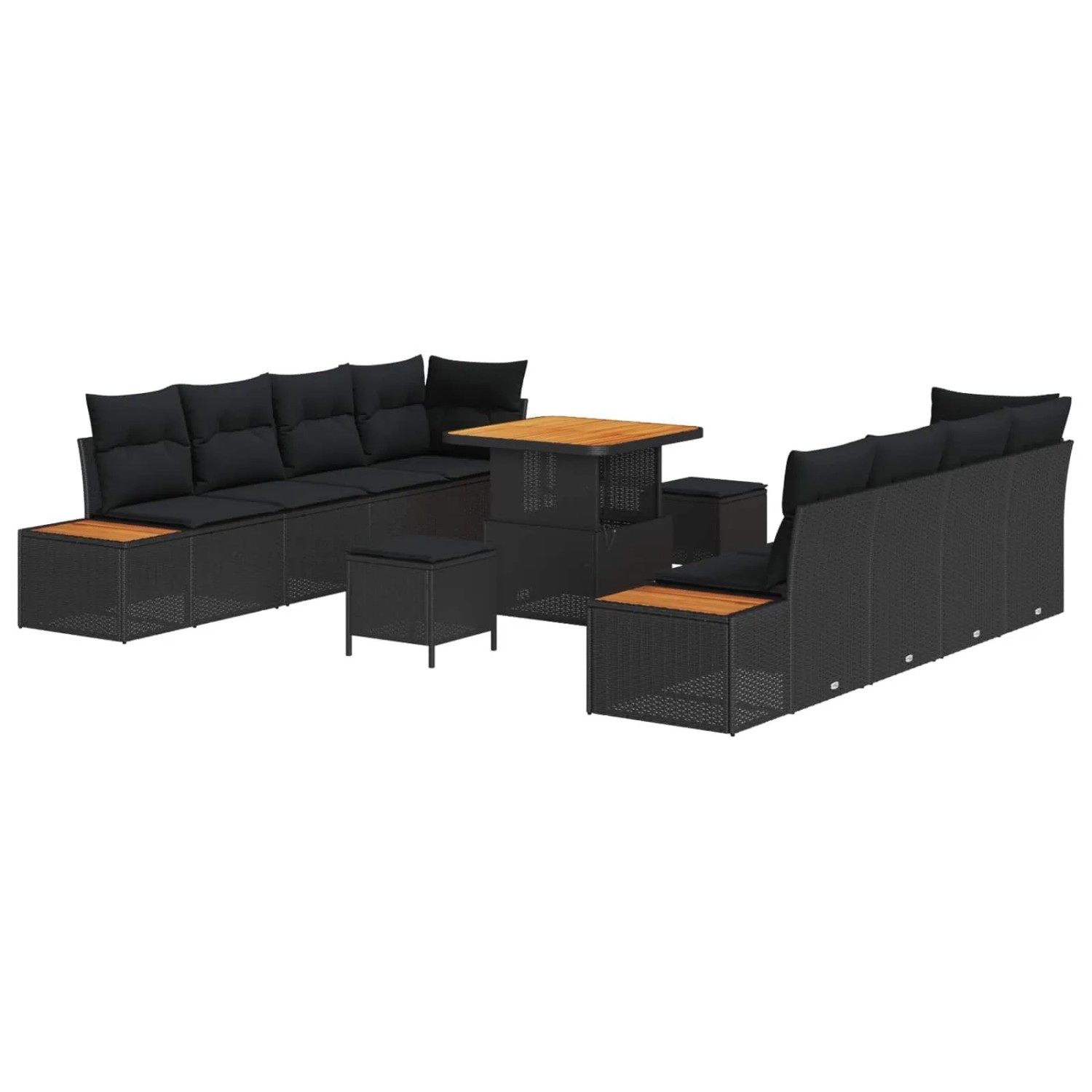 vidaXL Gartensofa-set mit Kissen 11-Tlg Schwarz Poly-Rattan 3364834 günstig online kaufen