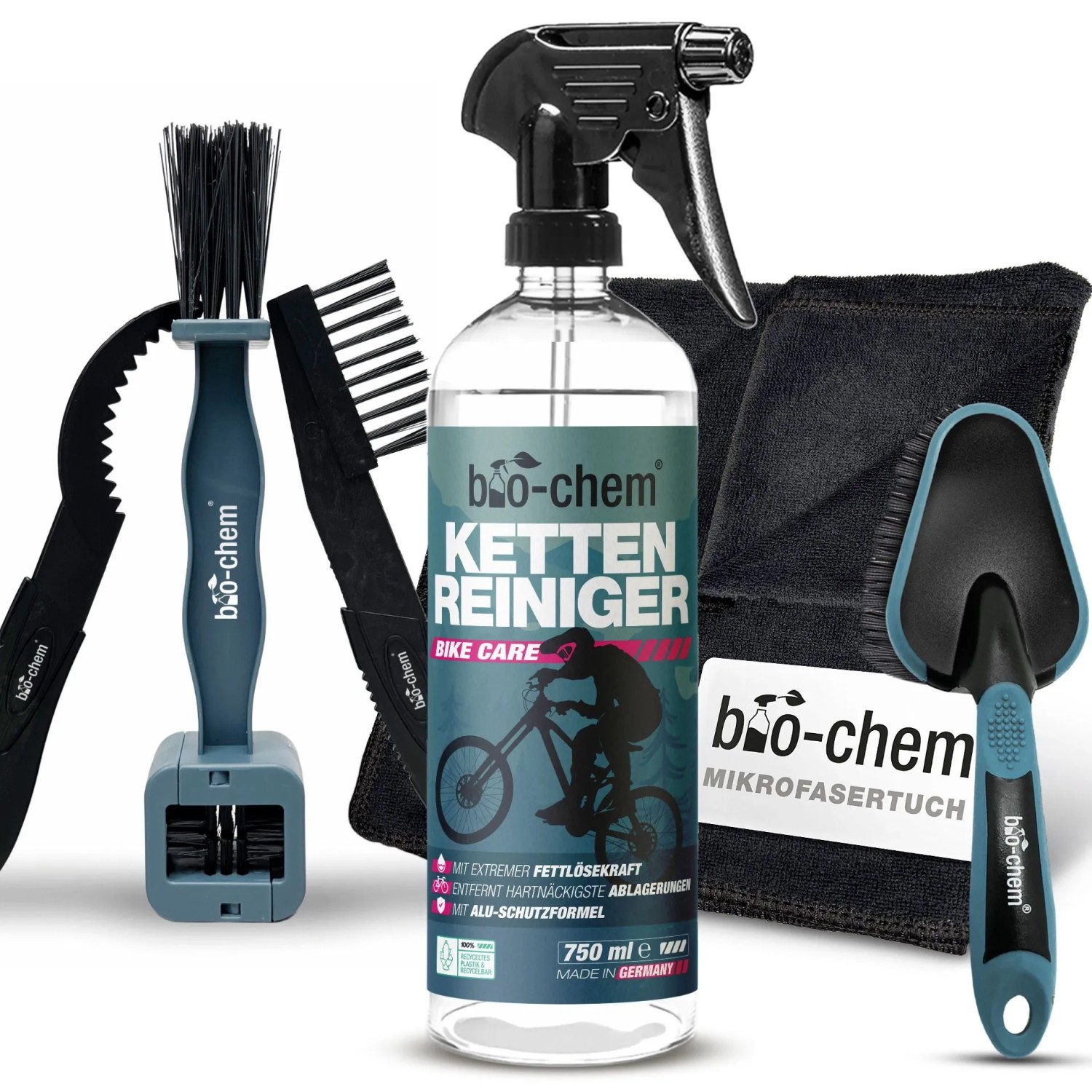 bio-chem Kettenreiniger 0,75, Fahrradkettenreiniger Set mit Zubehör