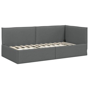 vidaXL Eckbettgestell mit Kopfteil Dunkelgrau 100 x 200 cm Stoff 42016472