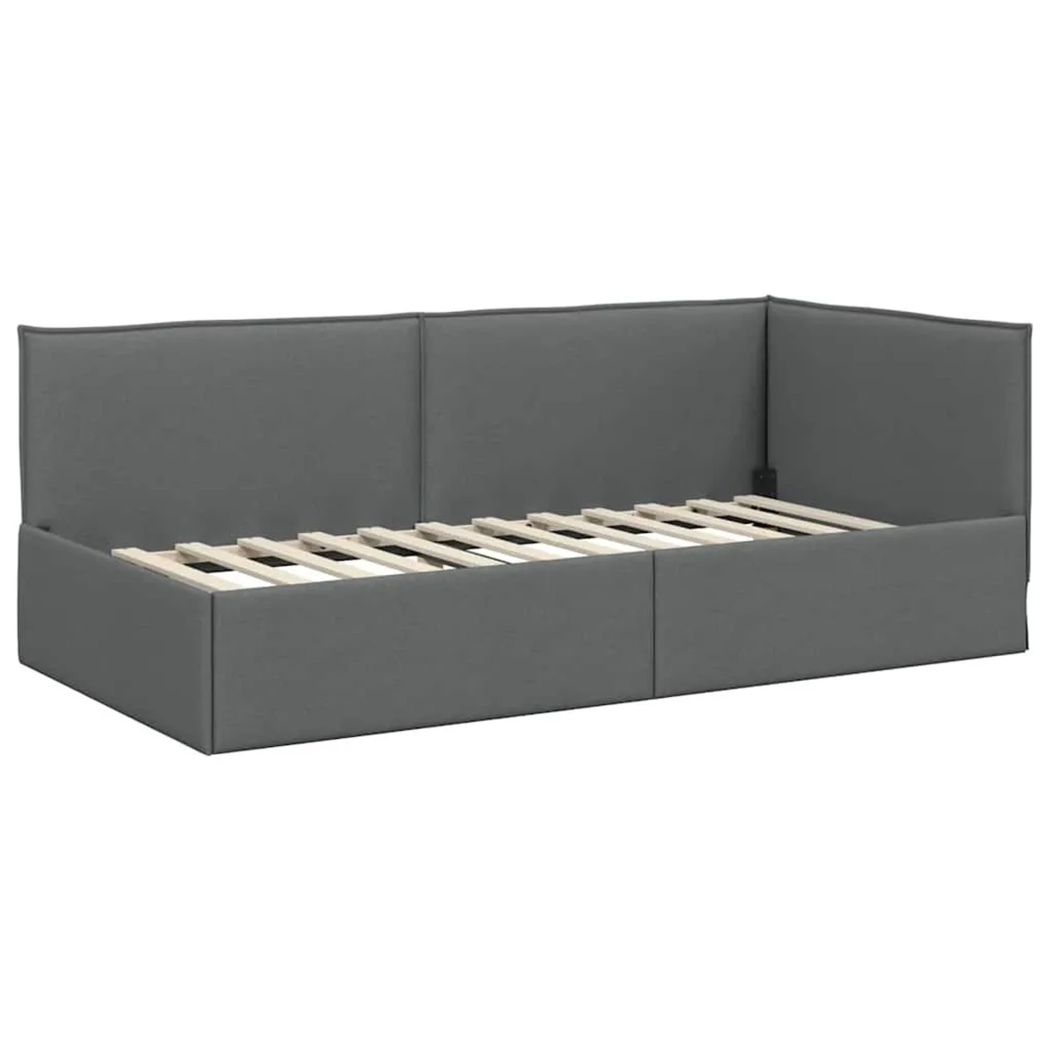 vidaXL Eckbettgestell mit Kopfteil Dunkelgrau 100 x 200 cm Stoff 42016472 günstig online kaufen