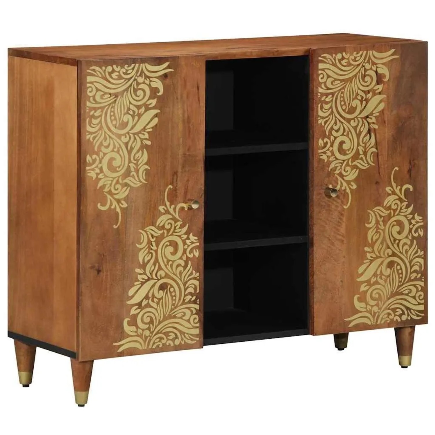 vidaXL Sideboard mit Regal Braun 90 x 33 x 75 cm Massivholz Mango 4018764