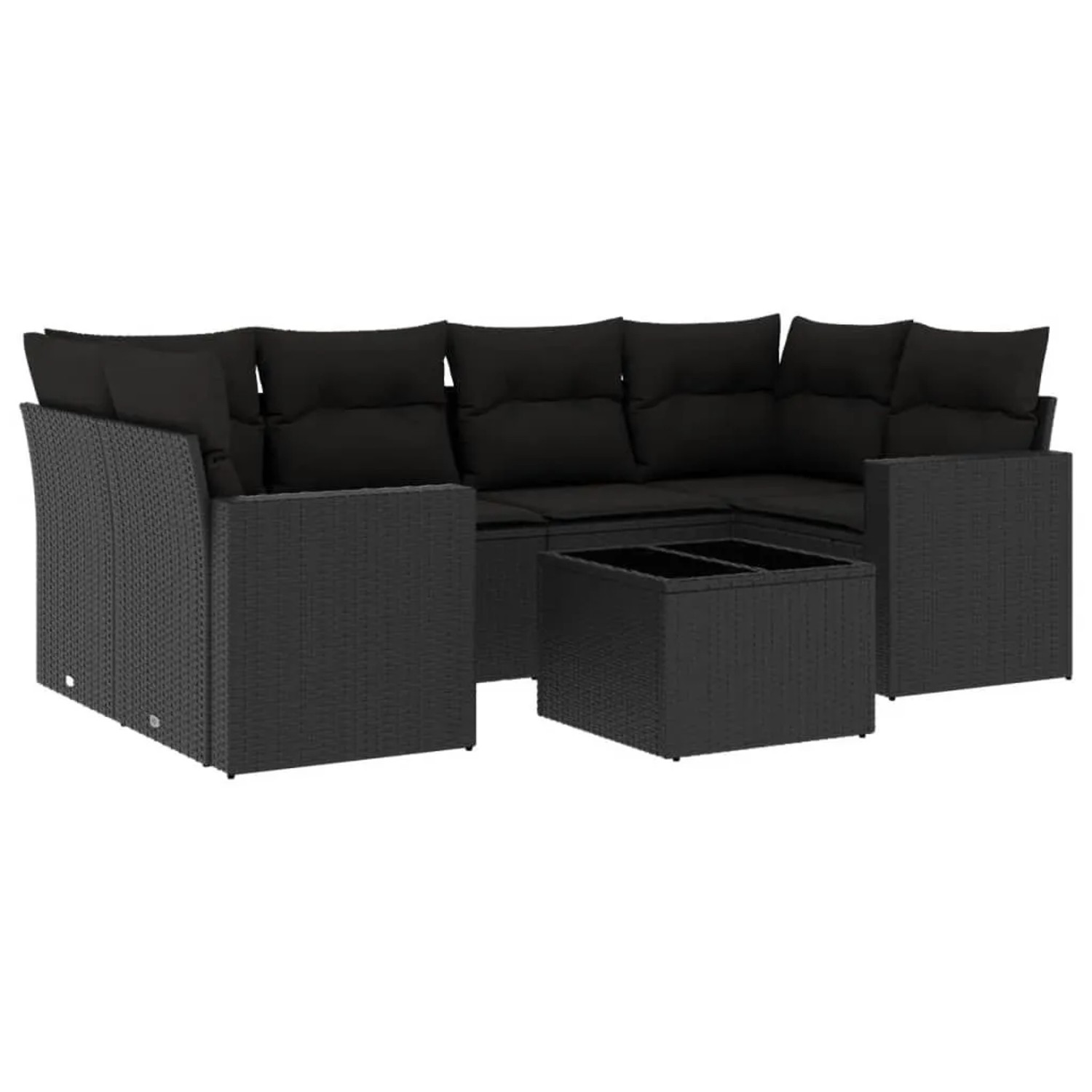 vidaXL 7-Tlg Garten-Sofagarnitur mit Kissen Schwarz Poly Rattan 3251052 günstig online kaufen