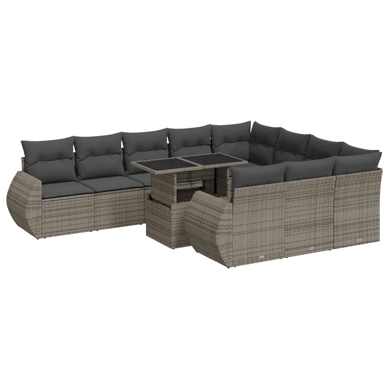vidaXL 11-Tlg Garten-Sofagarnitur mit Kissen Grau Poly Rattan 3326711 günstig online kaufen