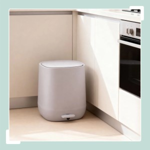 Relaxdays Tretmülleimer Kunststoff Grau Softclose Trittpedal 5 l 25 cm x 21,5 cm x 21,5 cm 1 kg