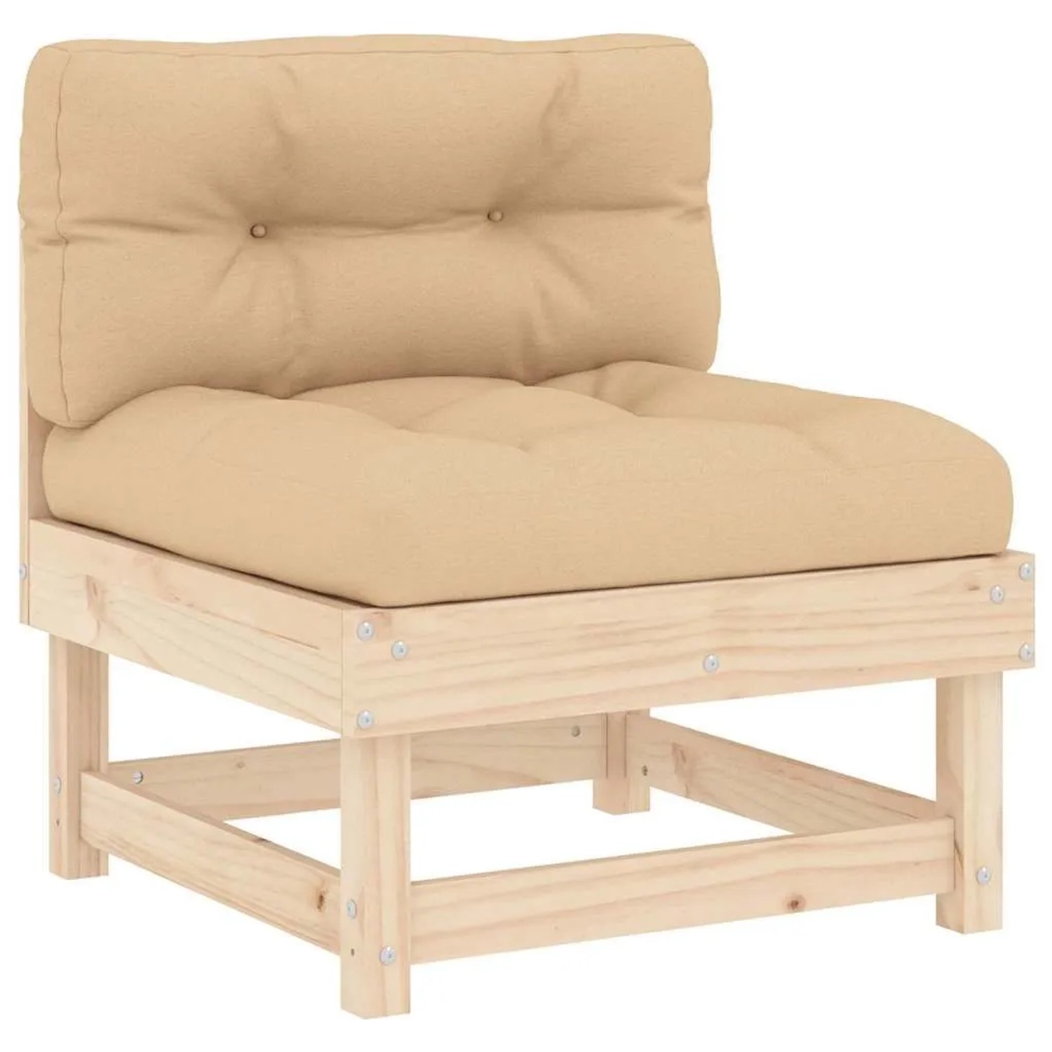 vidaXL Mittelsofa mit Kissen Massivholz Kiefer 825429