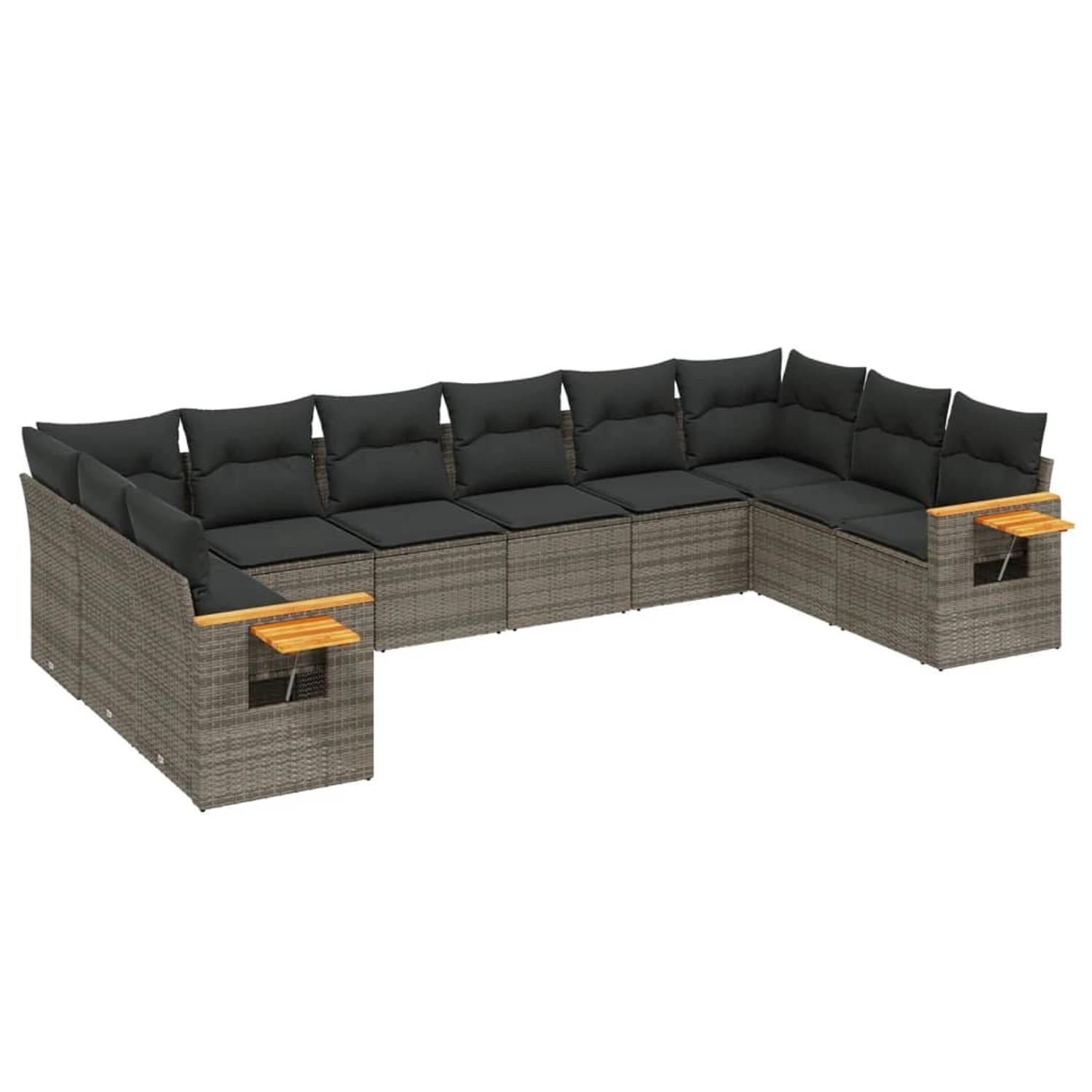vidaXL 10-Tlg Garten-Sofagarnitur mit Kissen Grau Poly Rattan 3259568 günstig online kaufen