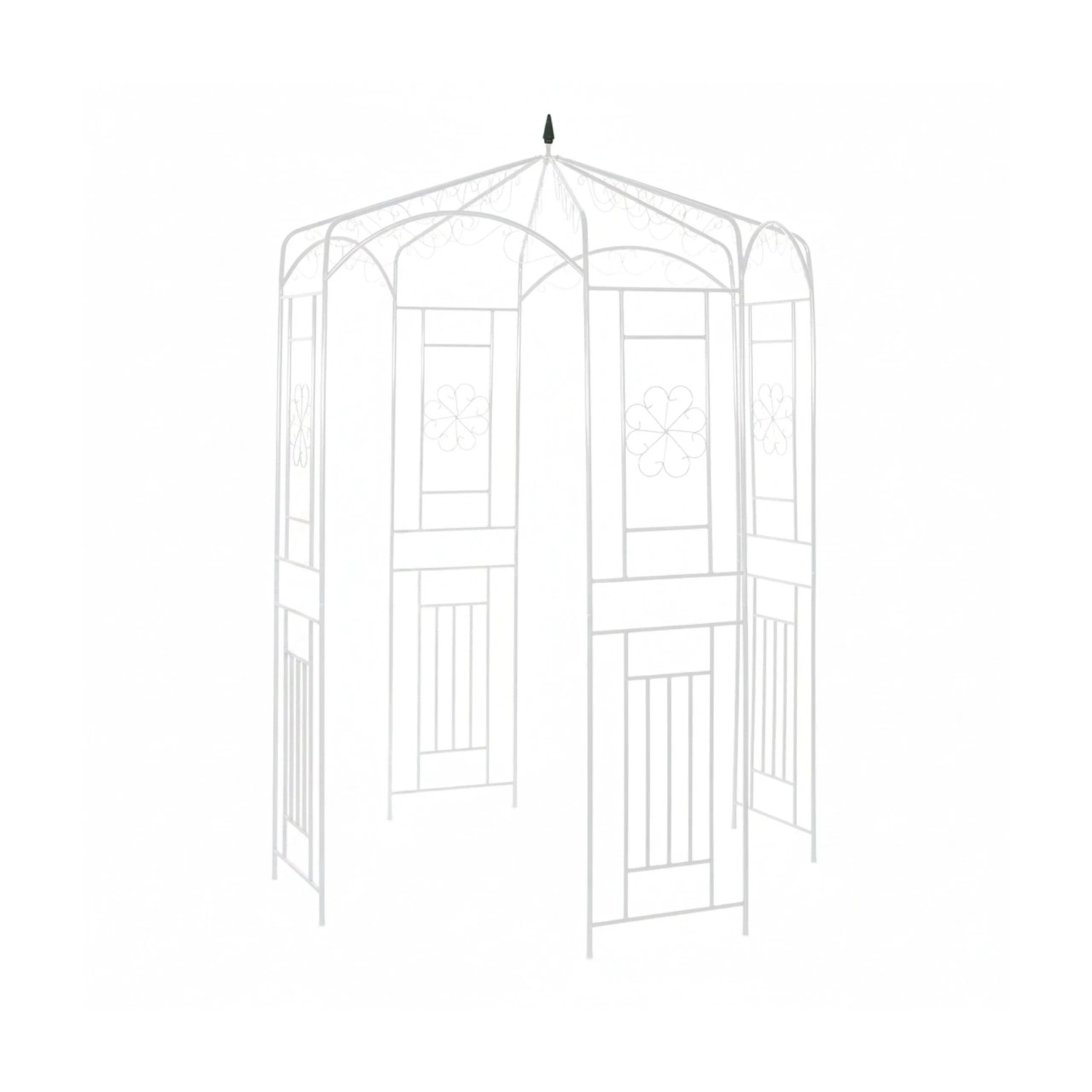 Relaxdays Rosenpavillon Eisen Weiß Freistehend 250 cm x 160 cm x 160 cm 11,9 kg