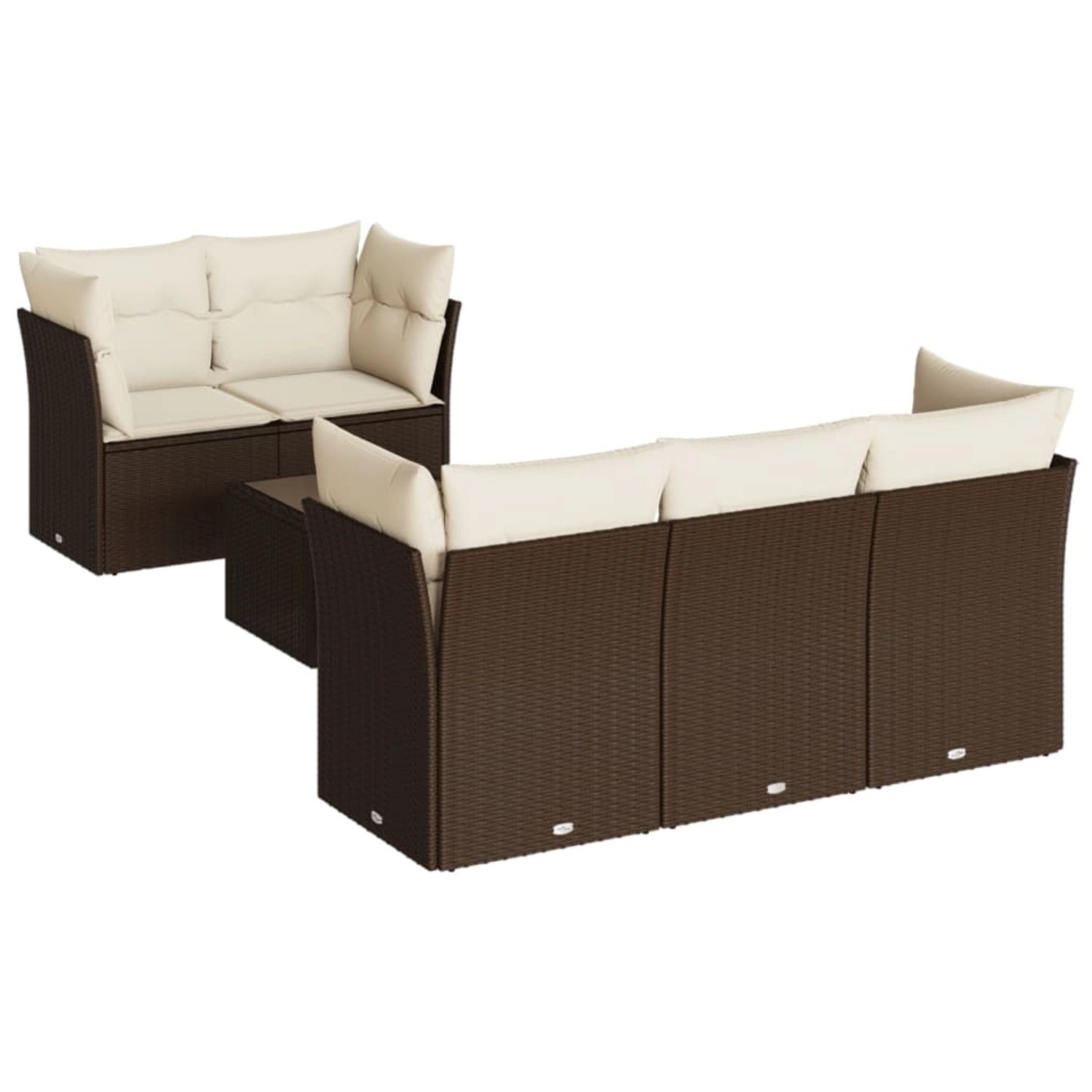 vidaXL 6-Tlg Garten-Sofagarnitur mit Kissen Braun Poly Rattan 3217253 günstig online kaufen