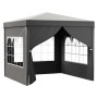 Grauer Toboli Pavillon 3x3m mit Seitenwänden und Fenstern. Ideal als Gartenpavillon, Partyzelt oder Campingzelt mit UV-Schutz.