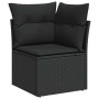 Schwarzes vidaXL Gartenmöbel Sofa-Set Element aus Polyrattan mit Kissen.