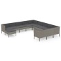 Graues 12-tlg. vidaXL Garten-Lounge-Set aus Rattan mit anthrazitfarbenen Auflagen.