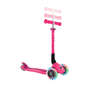 Globber Junior Foldable Lights Tretroller 120/80 mm ABEC 9 3-Rädrig LED-Leuchtrollen Fuchsia Pink