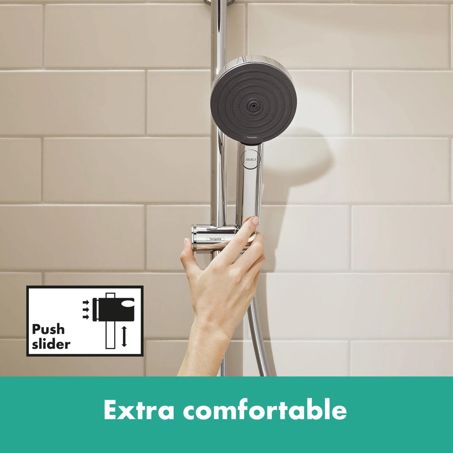 Hansgrohe Pulsify Select S 105 Brausegarnitur Chrom mit Duschstange und Handbrause.