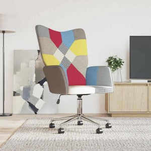 vidaXL Relaxsessel Patchwork Stoff, mehrfarbig, höhenverstellbar mit Rollen. Moderner Loungesessel im Wohnzimmer.