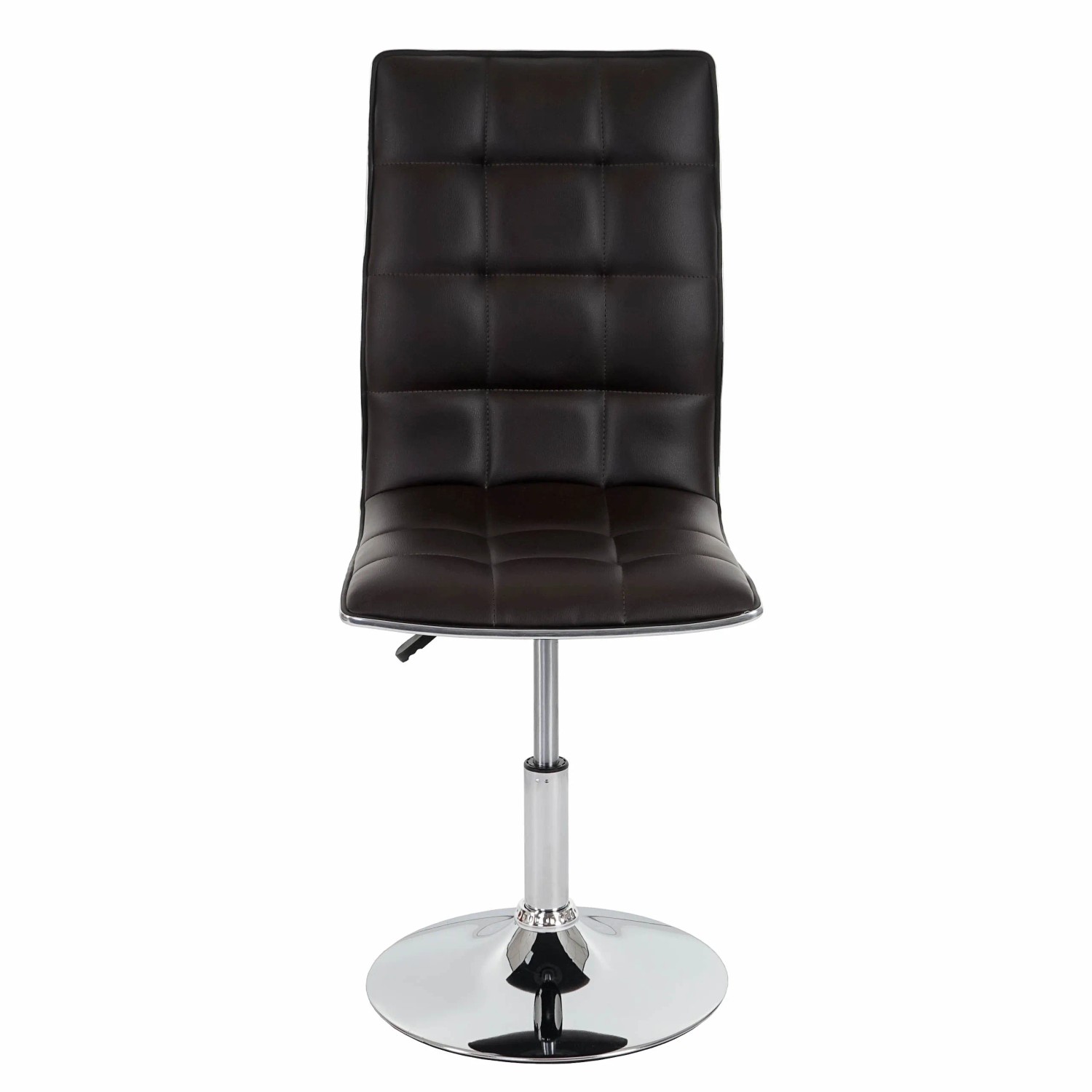 6er-Set: Brauner MCW Esszimmerstuhl C41 mit Kunstlederbezug und verchromtem Fuß.