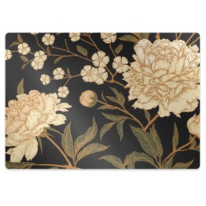 Tulup Bodenschutzmatte Weiße Pfingstrose Bodenschutzmatte Schreibtischstuhl 120x90 cm Grau Bodenschutzmatte Teppich Teppich für Bürostuhl