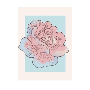Komar Poster Rose in Rosa und Blau, 30x40 cm. Fototapete mit Blumenmotiv.